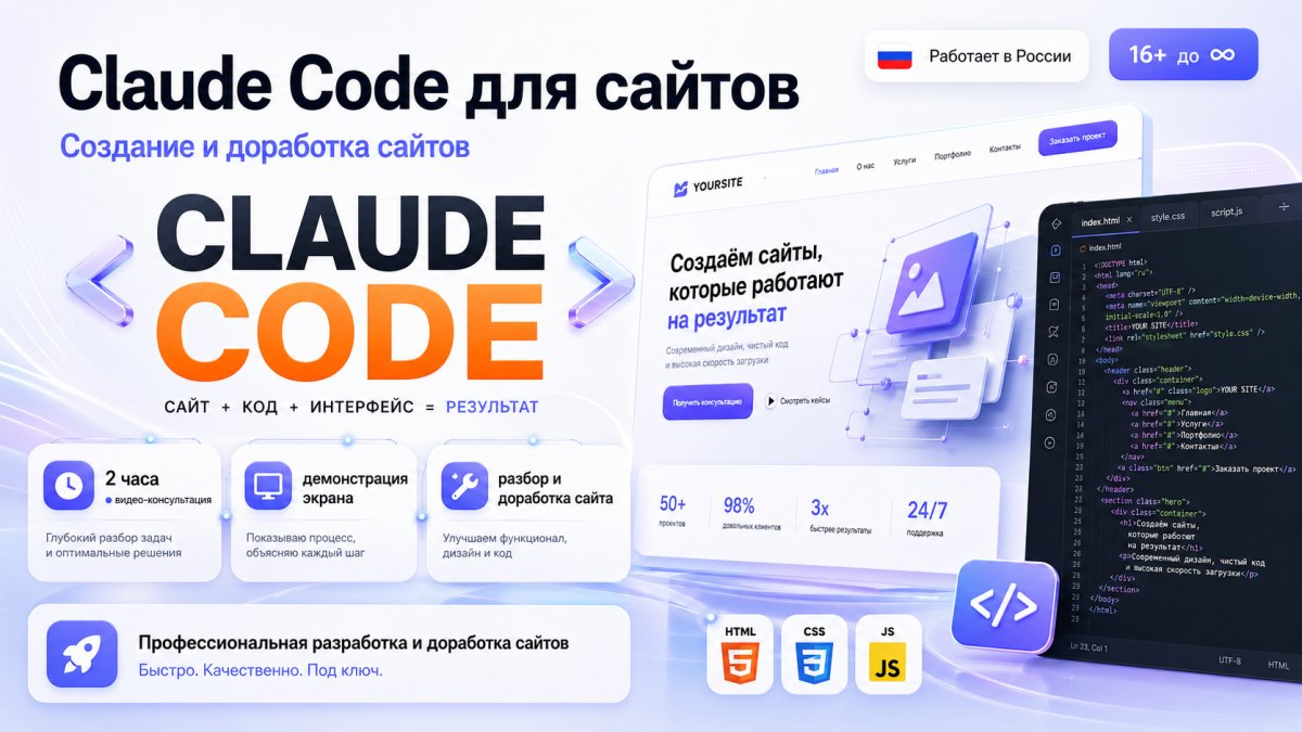 Claude Code для создания и доработки сайта: установка, разработка и запуск в интернете